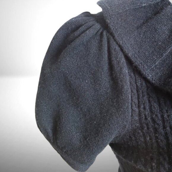 Juicy Couture Black Merino/Cashmere Puff-Sleeve Cardigan – Size S - Picture 5 of 13